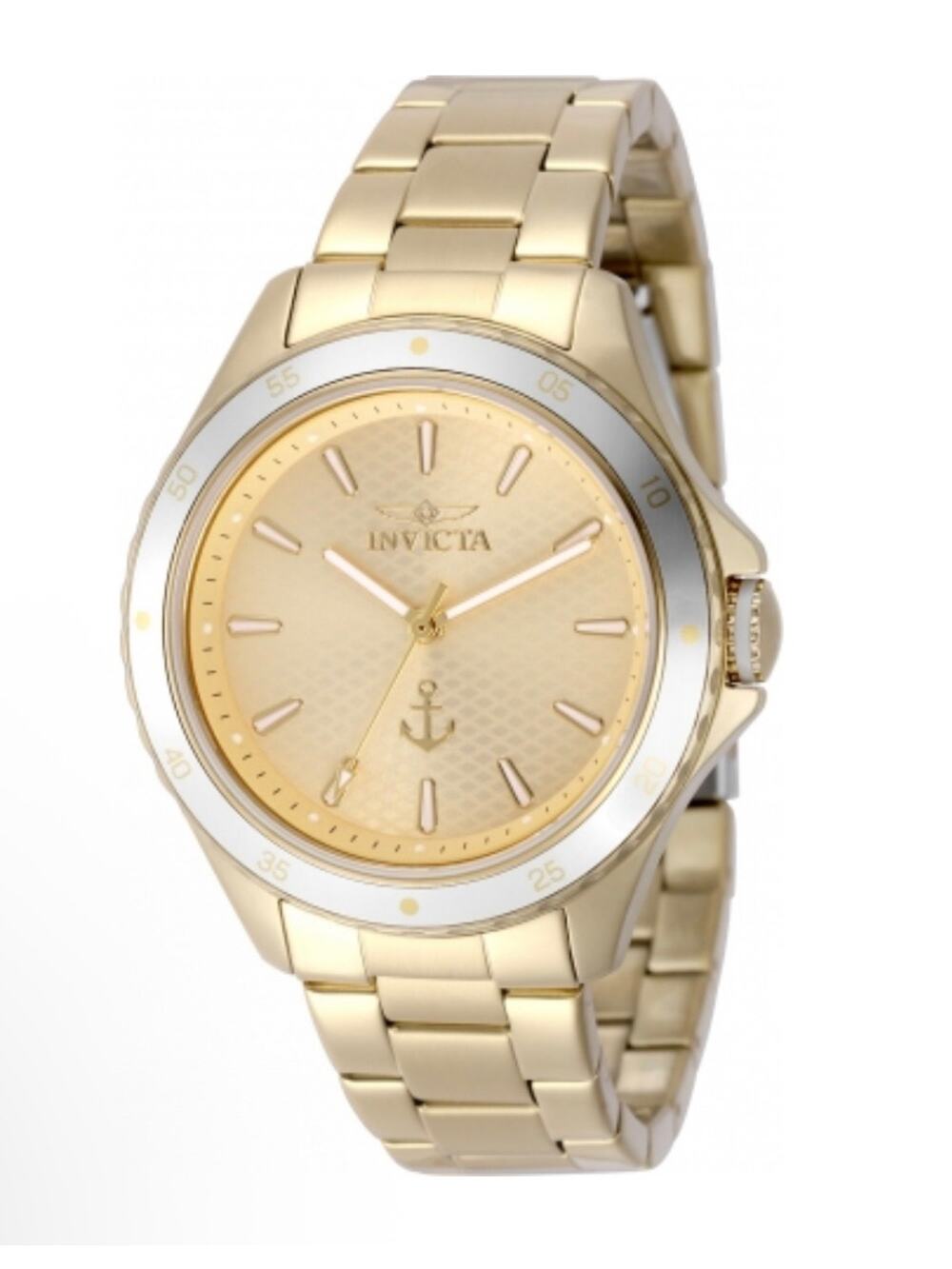 NIB Invicta Ocean Voyage Lady 38mm Gold Metal Dial Watch 49976